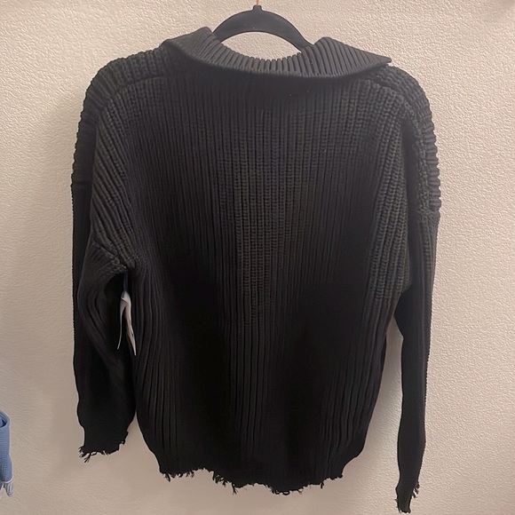 Simon Miller Kree Distressed Sweater Dress In Black - Picture 7 of 7